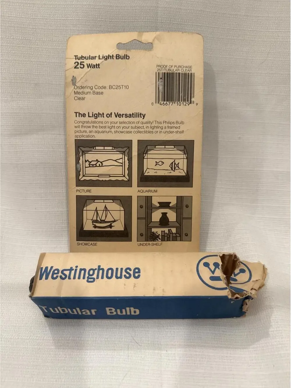 Vintage Westinghouse Tubular Light Bulb 25 Watt Medium Base Philips Packaged
